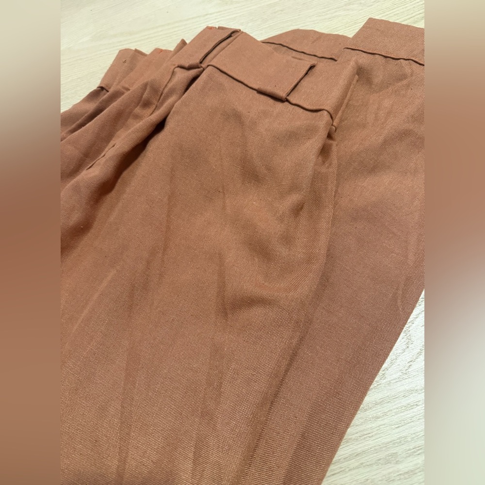 Two Terracotta Pinch Pleated Sheer Curtains Panels - Picture 6 of 6